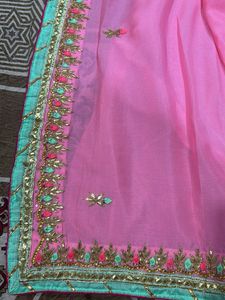 Pink Saree with Embellished Border