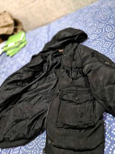 Black Hooded Puffer short jacket