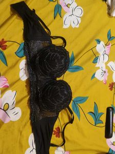 Lace Detail Black Bra