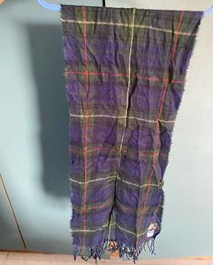 korea Navy Green Check Wool‑Touch Scarf