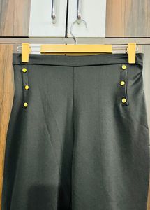 Stylish Black Pants with Gold Buttons