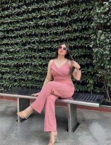 Chic Rose Pink Wide Leg Jumpsuit