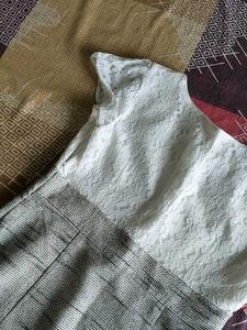 Elegant White &amp; Grey Dress