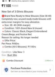 Set of 3 Ethnic Ready-to-Wear Blouses