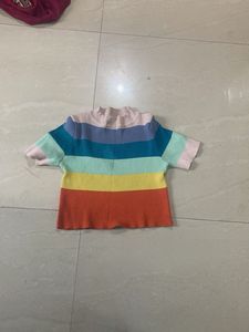 Colorful Striped Ribbed Knit Top