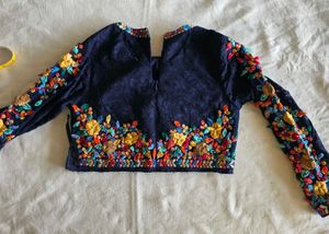 Embroidered Navy Blue Blouse