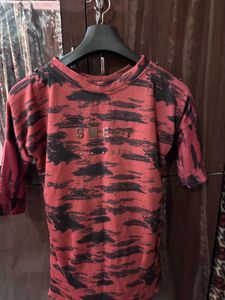 Red & Black Tiger Print Top
