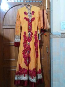 Stunning Yellow &amp; Pink Gown Choli