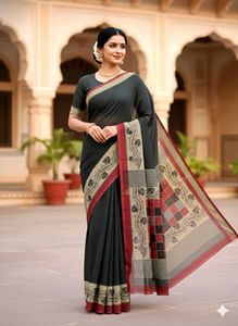 Elegant Black 🖤 Saree with Unique Design