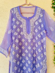 Elegant Lavender Kurta with Mirror Work