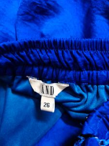 And Blue One Shoulder Waterfall Skirt Co-ord Set