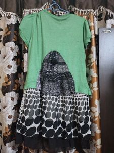 Chic Green Cardigan with Polka Dot Dress