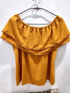 Mustard off shoulder top for women