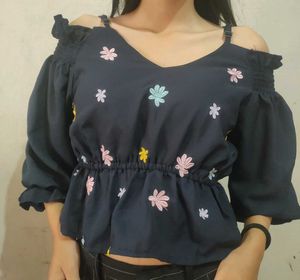 Chic Cold Shoulder Floral Top