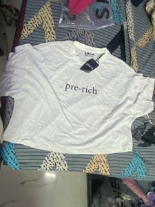 SHEIN White "pre-rich" Graphic T-Shirt