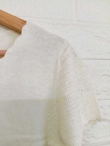 Floral Embroidered White Top