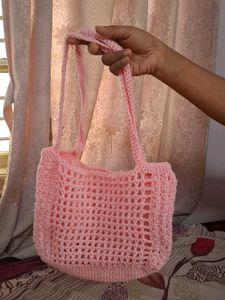 Crocheted Pink Tote Bag