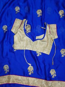 Beautiful Blue Saree With Blouse 💙