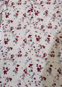 White Floral Print Kurta