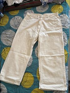 Wide Leg Cream Jeans