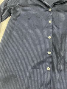 Classic Navy Striped Button-Up Shirt