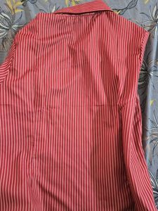 Red Striped Button-Up Shirt