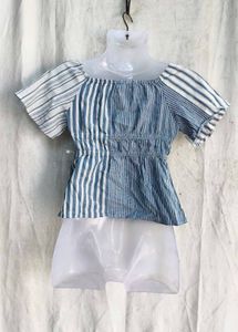 Striped Square Neck Peplum Top