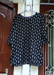 Stylish Black Kurta with Leaf Print