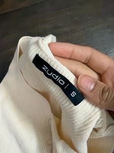 Cream Ribbed Knit Button-Up Vest