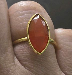 Marquise Cut Orange stone Ring SS925
