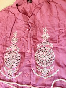 Pink Embroidered Kurta