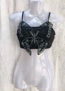 Black Butterfly  Crop Top