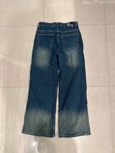 Wide Leg Vintage Wash Denim Jeans