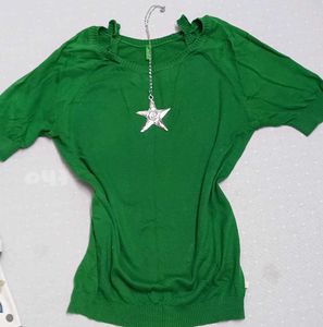 bright green knit stretch top