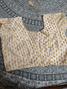 Elegant Brocade Blouse with Gold Print