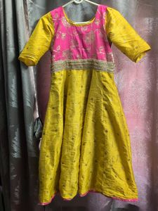 Pink & Yellow Anarkali Dress