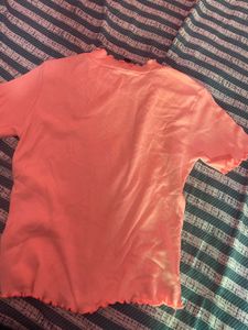 Bright Coral Mock Neck Top