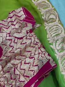 Vibrant Ombre Saree with Embellished Blouse