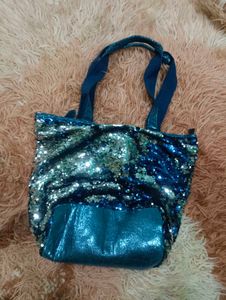 Sparkly Blue Sequin Tote Bag