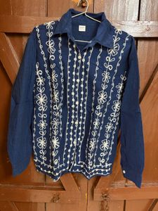 Embroidered Navy Blue co ord