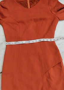 Chic Long-Sleeve Rust Mini Dress