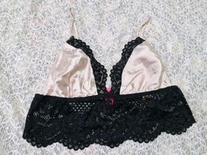 Lace Trim Satin Bralette