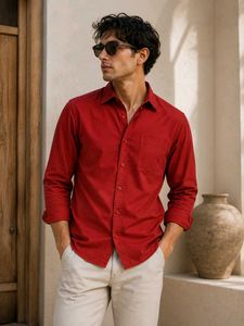 Men's Red Button-Up Shirt