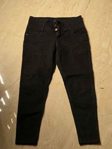 Black High-Waisted Button-Fly Jeans
