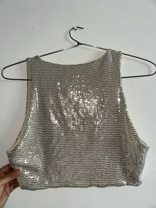 H&amp;M Sparkly Sequin Crop Top