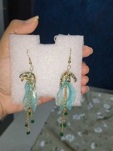 Beautiful Blue Floral Dangle Earrings