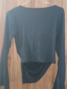 Elegant Black Drape Neck Top
