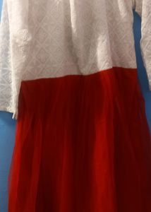 Very Preety Red And White Dress