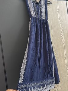 Navy Blue Embroidered Maxi Dress