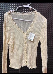 Chic Cream Ruffle Trim Cardigan